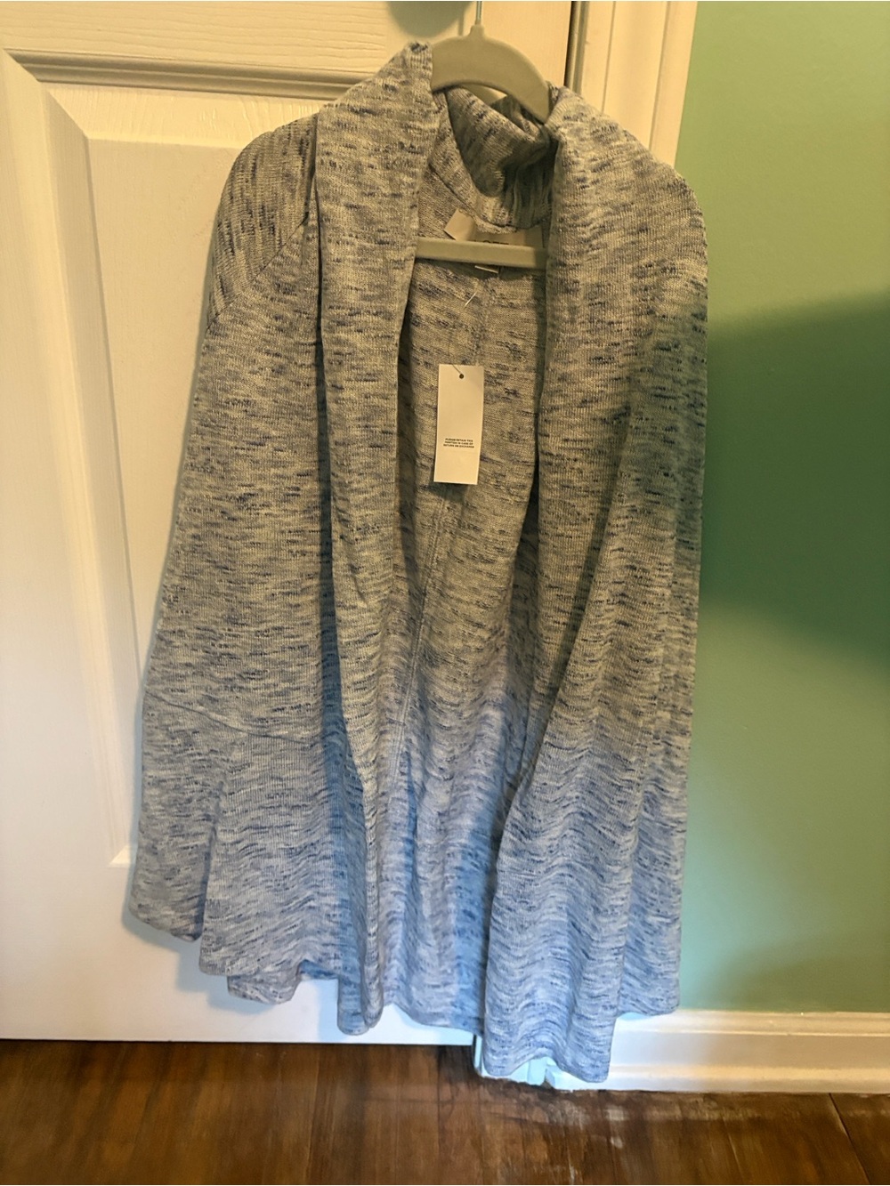 LOFT Light Blue Heathered Open Cardigan